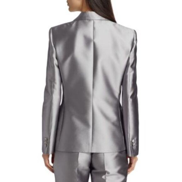 ALBERTA FERRETTI Womens Gray Pocketed Lined Evening Blazer Jacket 2 - Picture 2 of 3